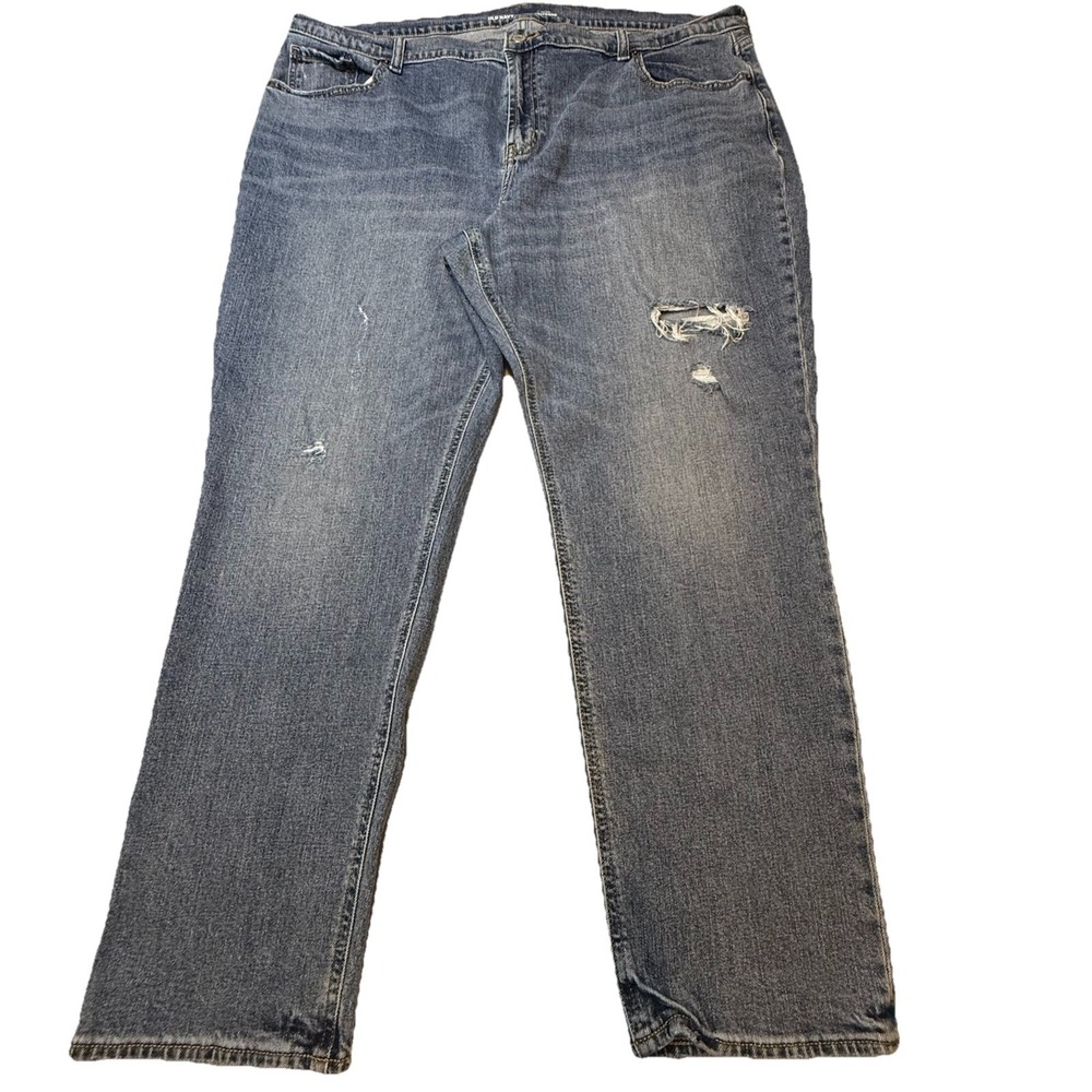 ✨Old Navy High Rise Boyfriend Jeans Womens Sz 18 Med Wash Distress Straight Leg